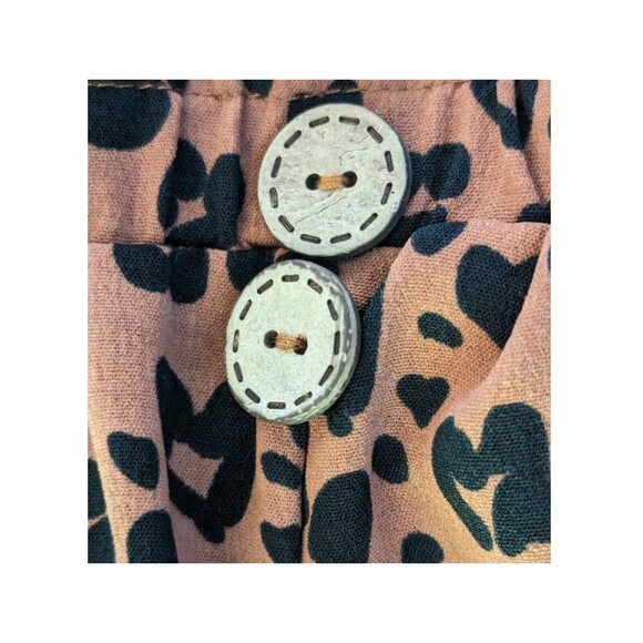 Shein Silky Leopard Print Spots Ruffle Stretch Waist Shorts Black/Brown Large - Picture 2 of 6